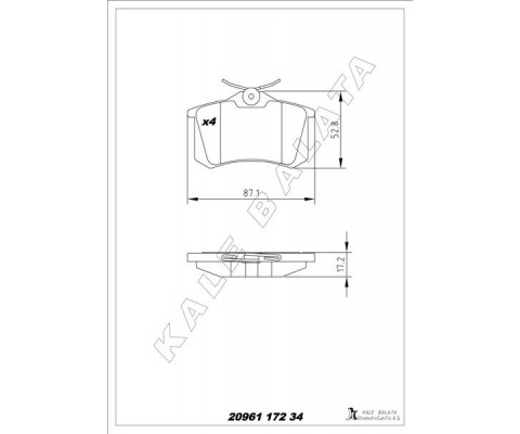 ARKA BALATA FLUENCE-MEGANE II-III-P207-P308-P307-PARTNER-BERLINGO-C2-C3-C4-CROSSLAND- BORA-PASSAT 97 >GOLF IV-V-POLO 87x52.9x17