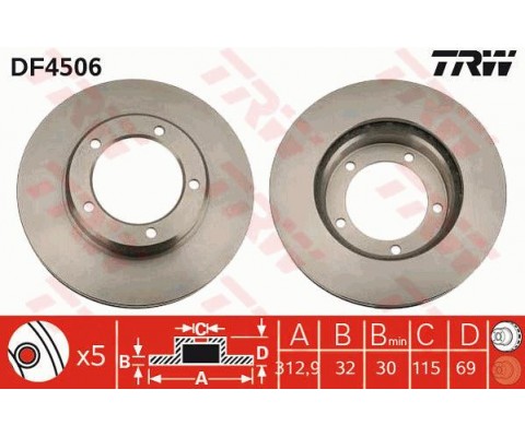 ÖN FREN AYNASI CRUISER 02-0 312.9x32x30xHAVALI