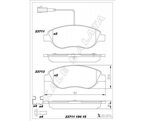 ÖN FREN BALATASI FİŞLİ FIAT BRAVO II 08>14 EGEA HB 15> ALFA ROMEO MITO 08>15 LANCIA DELTA III 08>1