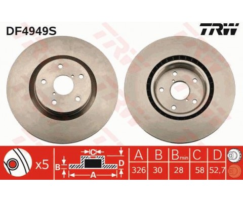 ÖN FREN AYNASI ADET SUBARU IMPREZA 05 326x30x28xHAVALI