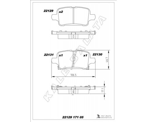 ARKA FREN BALATASI OPEL ASTRA K 1.0-1.4-1.4T-1.6T-1.6 CDTI 16>22 106.5x46.3x16.6