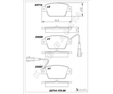 ARKA FREN BALATASI FIAT STILO 02> LINEA 07> BRAVO II 07>14 ALFA ROMEO MİTO 08> MULTIPLA 99>