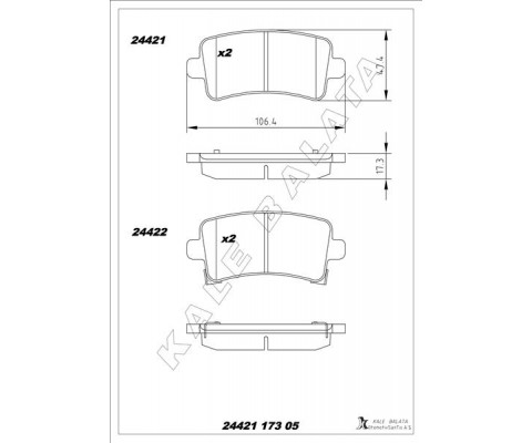 ARKA FREN BALATASI INSIGNIA A 08>17 SAAB 9.5 10> MALIBU 2.0D 2.4 12> 16 İNÇ JANT