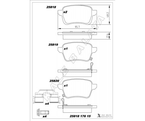 ARKA FREN BALATASI OPEL CORSA E 14>19 ADAM 14>19 15 JANT RPO J67 FIAT EGEA 16> 500L 13> 264mm