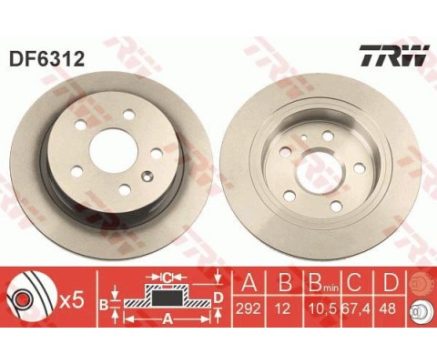 ARKA FREN AYNASI INSIGNIA A 08 SAAB 9-5 YS3G 10 16 JANT 292x12x5DL DOLU