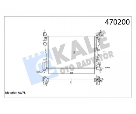 MOTOR SU RADYATÖRÜ OPEL CORSA D-CORSA E 1.2-1.4 A12XER A12XEL B12XEL A14XER B14XER 11> 540x378x23 351220