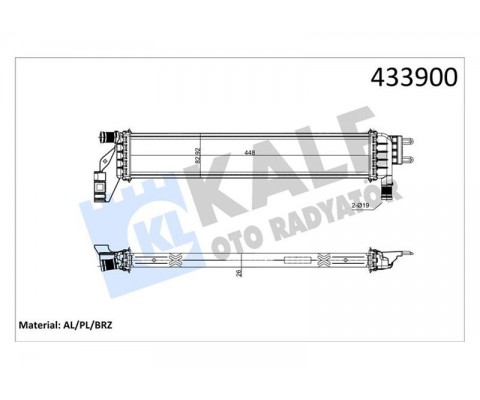 YARDIMCI SU RADYATÖRÜ RENAULT EXPRESS 21> DACIA SANDERO II 12> LOGAN MCV II 13> DOKKER 18>21 LODGY 18> DUSTER II 18> 1.5dCi AL/BRZ 448X83X26