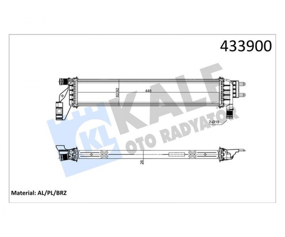 YARDIMCI SU RADYATÖRÜ RENAULT EXPRESS 21> DACIA SANDERO II 12> LOGAN MCV II 13> DOKKER 18>21 LODGY 18> DUSTER II 18> 1.5dCi AL/BRZ 448X83X26