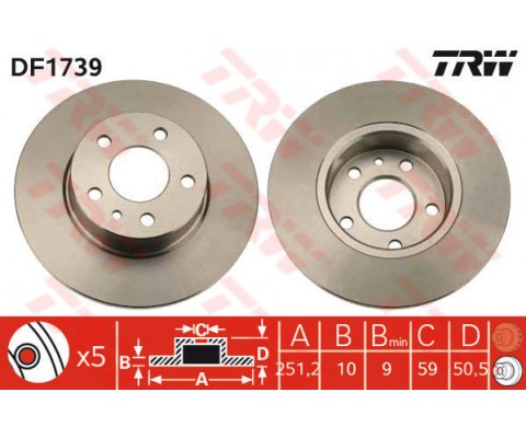 ARKA FREN DİSKİ ALFA ROMEO 147 01 10 156 97 05 164 92 98 251.5x10x50.6MM
