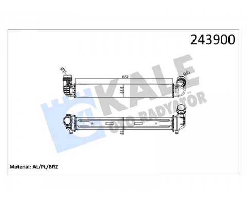 TURBO RADYATÖRÜ INTERCOOLER FLUENCE 10> 1.5DCI 657x89x85 2 SIRA ALB SİSTEM