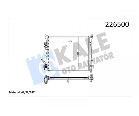 MOTOR SU RADYATÖRÜ RENAULT CLIO II 98>05 SYMBOL 00> SYMBOL II 08> 1.5DCI MT AC MEKANİK 479x414x27