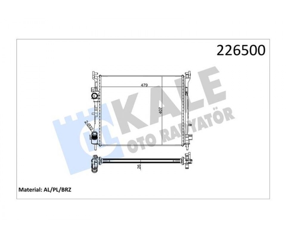 MOTOR SU RADYATÖRÜ RENAULT CLIO II 98>05 SYMBOL 00> SYMBOL II 08> 1.5DCI MT AC MEKANİK 479x414x27