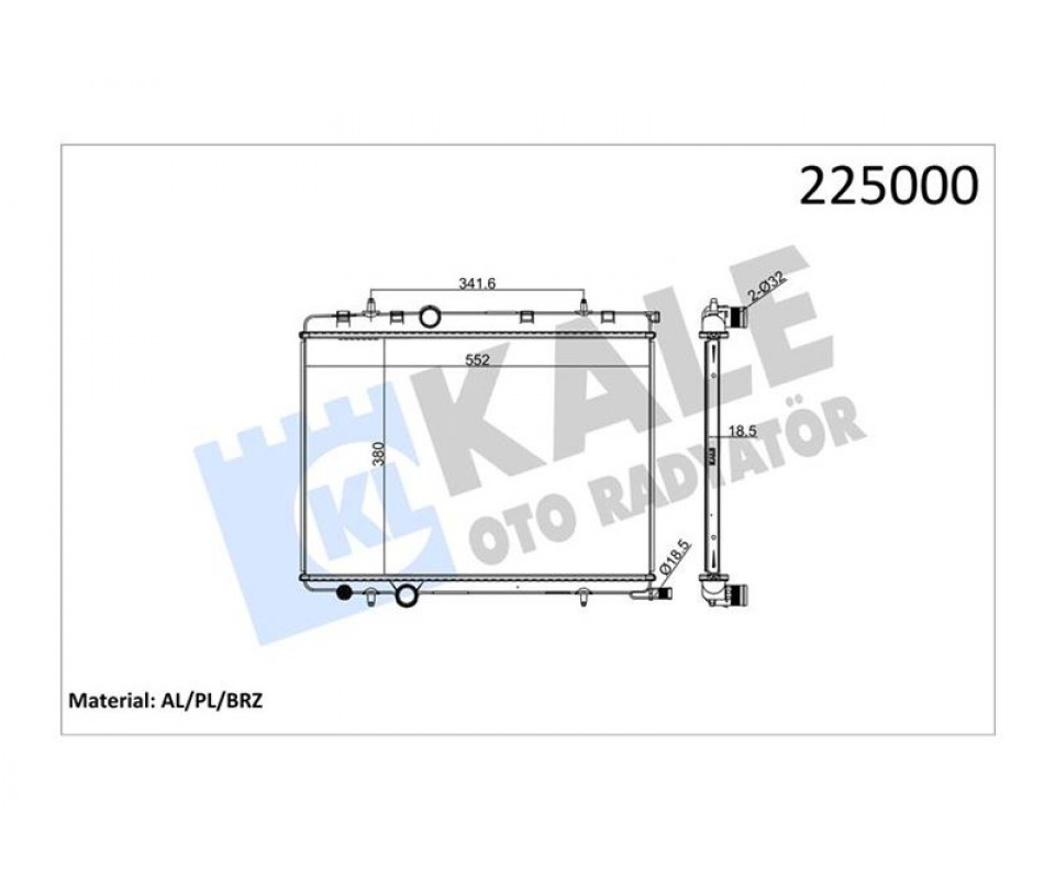 RADYATÖR BRAZİNG KALIN TİP PEUGEOT 206 1.6İ-1.4HDI 98 > 380X538X26 MEK.