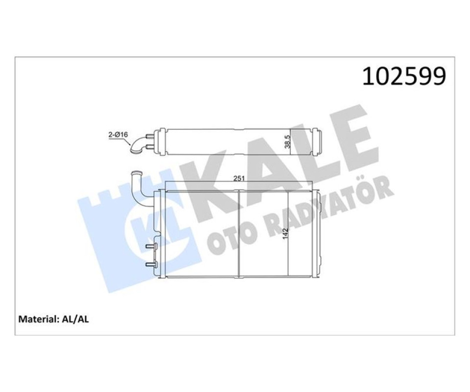 KALORİFER RADYATÖRÜ BRAZING VERSİYONU KL271100 FIAT-TOFAŞ SKD MURAT 131 ŞAHİN DOĞAN SLX 1.6 74 > AT/MT BORULU-MUSLUKSUZ MEKANİK 250X140X42