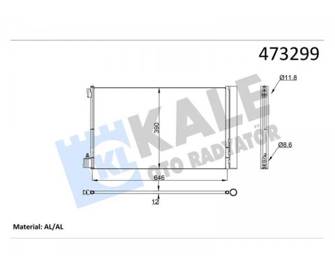 KLİMA RADYATÖRÜ KONDENSERİ OPEL INSİGNİA A 08>17 1.6 XER-LET 1.6-2.0 CDTI BRAZING AL-AL 647 X38 2X12