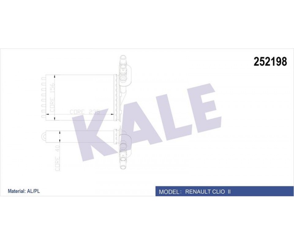 KALORİFER RADYATÖRÜ CLIO II 00>SYMBOL II 08> 234x158 2 SIRA AL PL SİSTEM