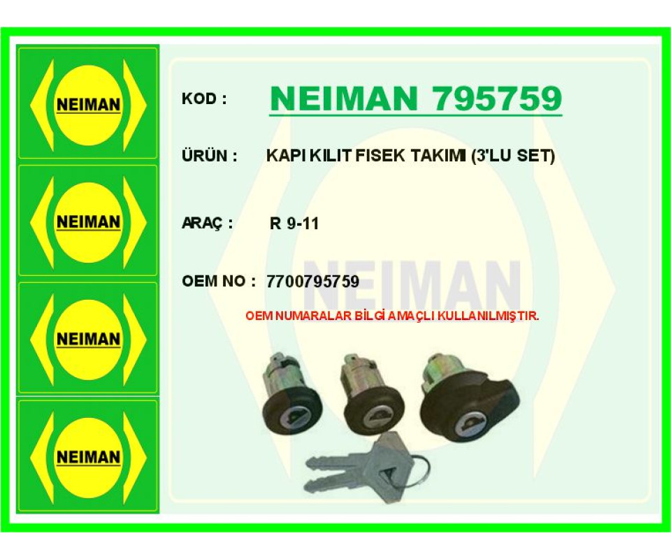 KAPI KILIT FISEK TAKIMI 3 LU SET R 9-11