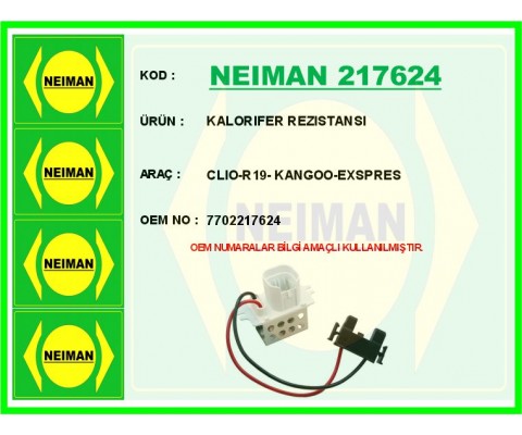 KALORIFER REZISTANSI CLIO-R19- KANGOO-EXSPRES