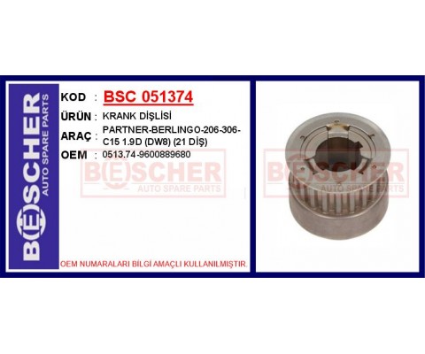 KRANK DİŞLİSİ PARTNER-BERLINGO-206-306-C15 1.9D DW8 21 DİŞ