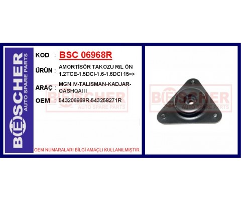 AMORTİSÖR ÜST TAKOZU SAĞ-SOL RENAULT MEGANE IV 15> KADJAR 15> NISSAN QASHQAI II J11 13> 1.2 TCe 1 .5dCi 1.6 16V 1.6dCi