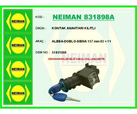 KONTAK ANAHTARI KILITLI ALBEA-DOBLO-SIENA 137 mm 02 > 11