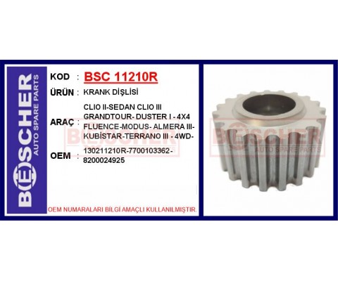 KRANK DİŞLİSİ CLIO II-SEDAN CLIO III GRANDTOUR- DUSTER I - 4X4 FLUENCE-MODUS- ALMERA III- KUBİSTAR-T