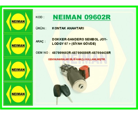 KONTAK ANAHTARI DOKKER-SANDERO SEMBOL JOY-LODGY 07 > SİYAH GÖVDE