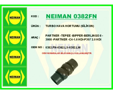 TURBO HORTUMU PARTNER-BERLINGO 08> P307 04>09 P308 07>14 P3008 09>16 P5008 09>17 EXPERT-JUMPY 07>16 C4 04>11 1.6 HDI SİLİKON