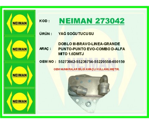 YAĞ SOĞUTUCUSU DOBLO III-BRAVO-LINEA-GRANDE PUNTO-PUNTO EVO-COMBO D-ALFA MITO 1.6DMTJ