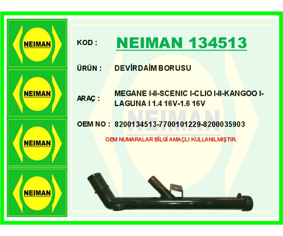 DEVİRDAİM BORUSU MEGANE I-II-SCENIC I-CLIO I-II-KANGOO I-LAGUNA I 1.4 16V-1.6 16V