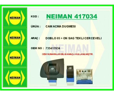 CAM ACMA DUGMESI DOBLO 05 > ON SAG TEKLI CERCEVELI