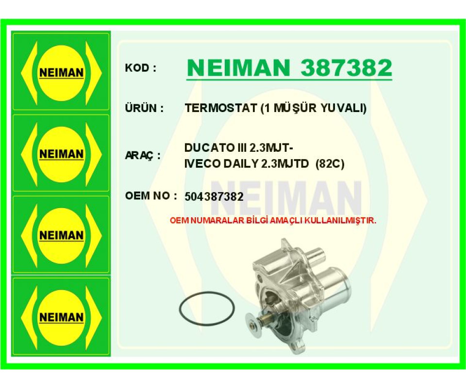 TERMOSTAT 82 C FIAT DUCATO 06>14 DUCATO 15> IVECO DAILY IV 06>11 DAILY V 11>14 DAILY VI 14>21 2.3D MJET 2.3 JTD F1A
