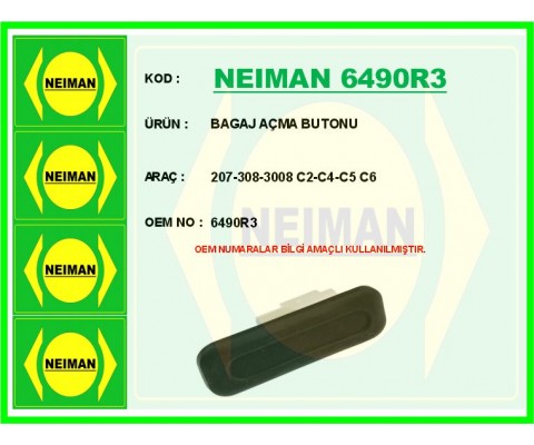 BAGAJ AÇMA BUTONU TUTAMAĞI PEUGEOT P207 06>12 P308 07>14 P508 10>18 P3008 09>16 RZC 10>15 CITROEN C2 03>12 C4 PICASSO 06>13 C5 08>16 C6 06>12