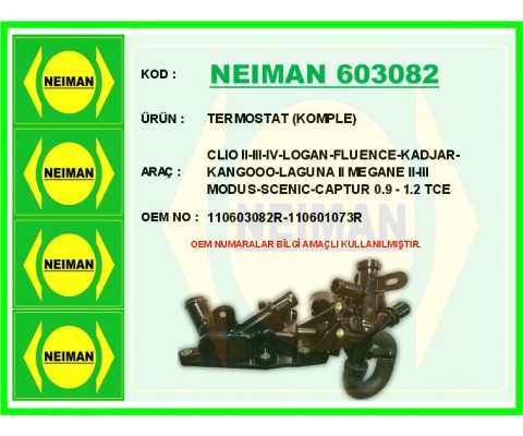TERMOSTAT 89 C RENAULT CLIO IV 12> CAPTUR 13> DACIA DUSTER 12>18 DOKKER 12> 0.9TCe 1.2TCe
