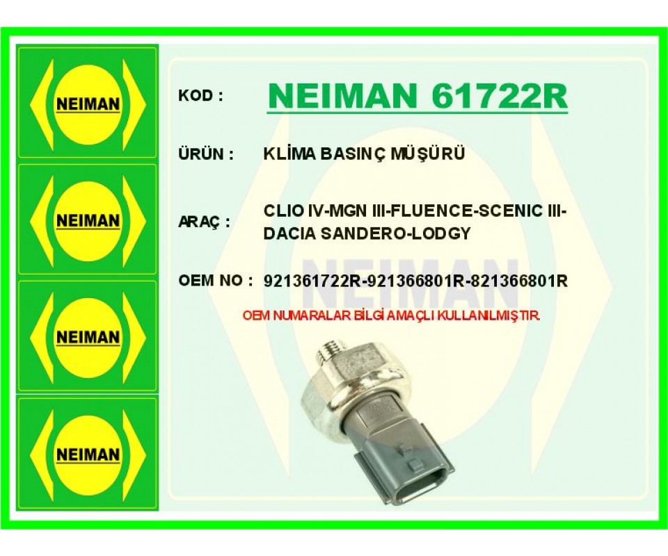 KLİMA BASINÇ MÜŞÜRÜ CLIO IV-MGN III-FLUENCE-SCENIC III-DACIA SANDERO-LODGY