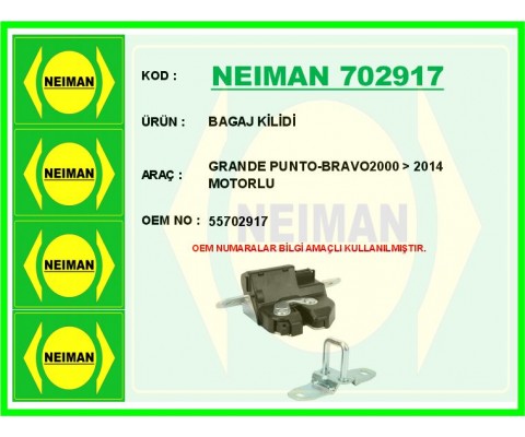 BAGAJ KİLİDİ GRANDE PUNTO-BRAVO2000 > 2014 MOTORLU