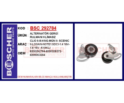 ALTERNATÖR GERGİ RULMANI KLİMASIZ CLIO II-III-KNG-MGN II- SCENIC II-LOGAN-NOTE1.5DCI-1.4 16V-1.6 16