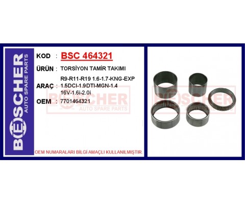 TORSİYON TAMİR TAKIMI R9-R11-R19 1.6-1.7-KNG-EXP 1.5DCI-1.9DTI-MGN-1.4 16V-1.6i-2.0i