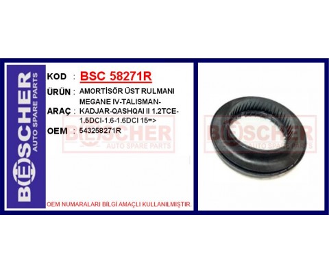 AMORTİSÖR ÜST RULMANI MEGANE IV-TALISMAN-KADJAR-QASHQAI II 1.2TCE-1.5DCI-1.6-1.6DCI 15 >