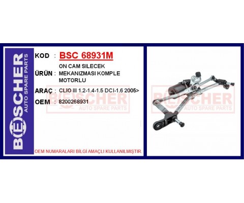 ÖN CAM SİLECEK MEKANİZMASI MOTORLU RENAULT CLIO III 05>