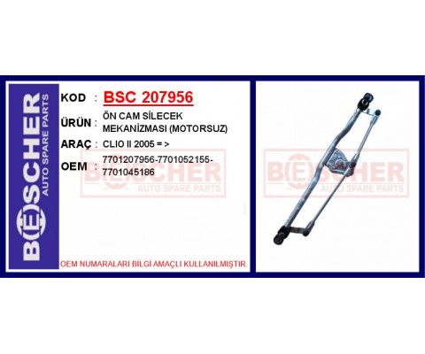 ÖN CAM SİLECEK MEKANİZMASI MOTORSUZ CLIO II 2005 >