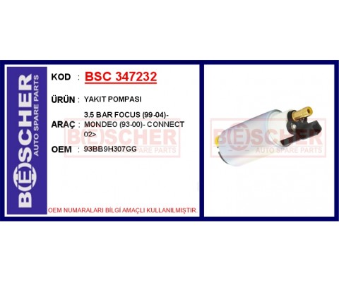 YAKIT POMPASI 3.5 BAR FOCUS 99-04 - MONDEO 93-00 - CONNECT 02>