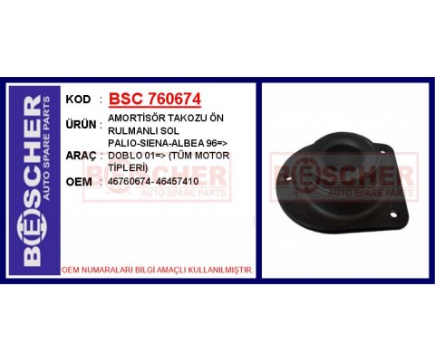 AMORTİSÖR TAKOZU ÖN RULMANLI SOL PALIO-SIENA-ALBEA 96 > DOBLO 01 > TÜM MOTOR TİPLERİ