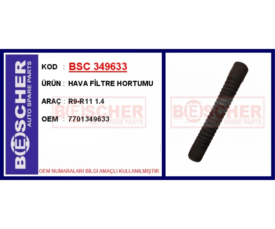 HAVA FİLTRE HORTUMU R9-R11 1.4