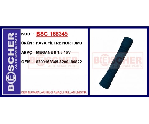 HAVA FİLTRE HORTUMU MEGANE II 1.6 16V