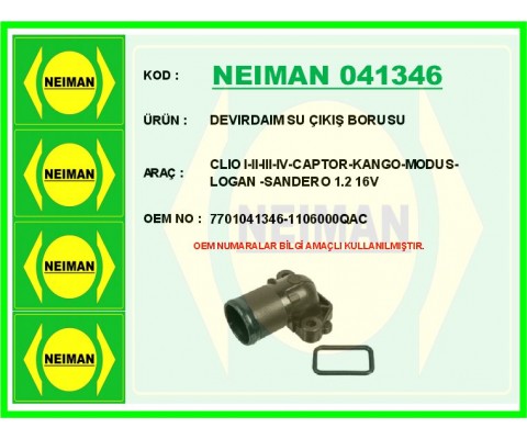 DEVIRDAIM SU ÇIKIŞ BORUSU CLIO I-II-III-IV-CAPTOR-KANGO-MODUS-LOGAN -SANDERO 1.2 16V