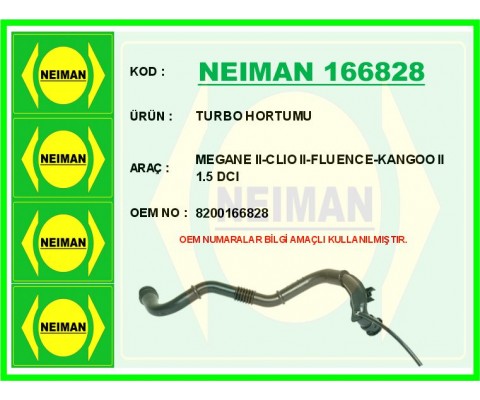 TURBO HORTUMU CLIO II 98>05> MEGANE II 02>08 1.5dCi K9K