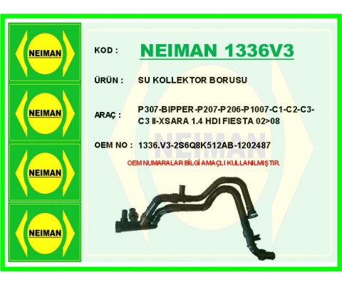SU KOLLEKTOR BORUSU P307-BIPPER-P207-P206-P1007-C1-C2-C3-C3 II-XSARA 1.4 HDI FIESTA 02>08
