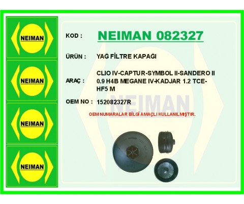 YAĞ FİLTRE KAPAĞI RENAULT CLIO IV-CAPTUR-SYMBOL II-SANDERO II 0.9 H4B MEGANE IV-KADJAR 1.2 TCE-HF5 M