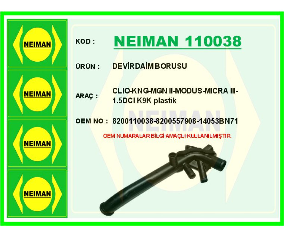 DEVİRDAİM BORUSU CLIO-KNG-MGN II-MODUS-MICRA III-1.5DCI K9K plastik